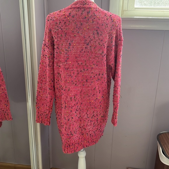 Long pink multicolor popcorn cardigan - Picture 3 of 3